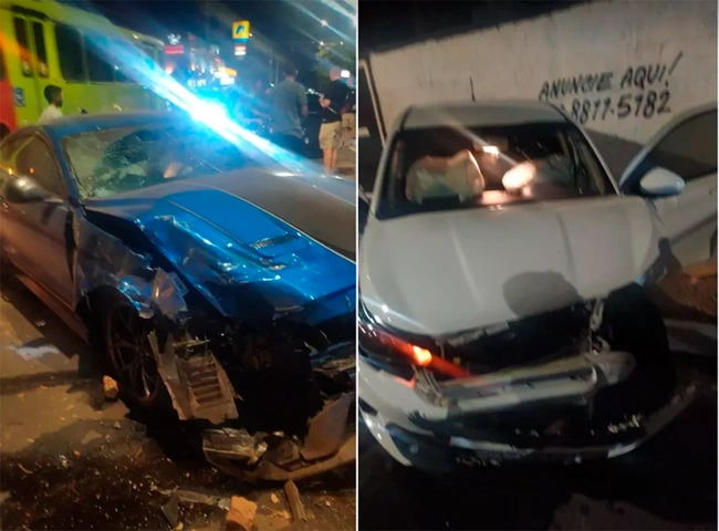 Duas pessoas ficaram feridas após grave colisão na Av. Zequinha Freire