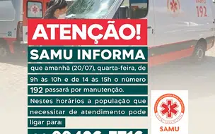 SAMU ficará fora do ar nesta quarta-feira e FMS informa novo número