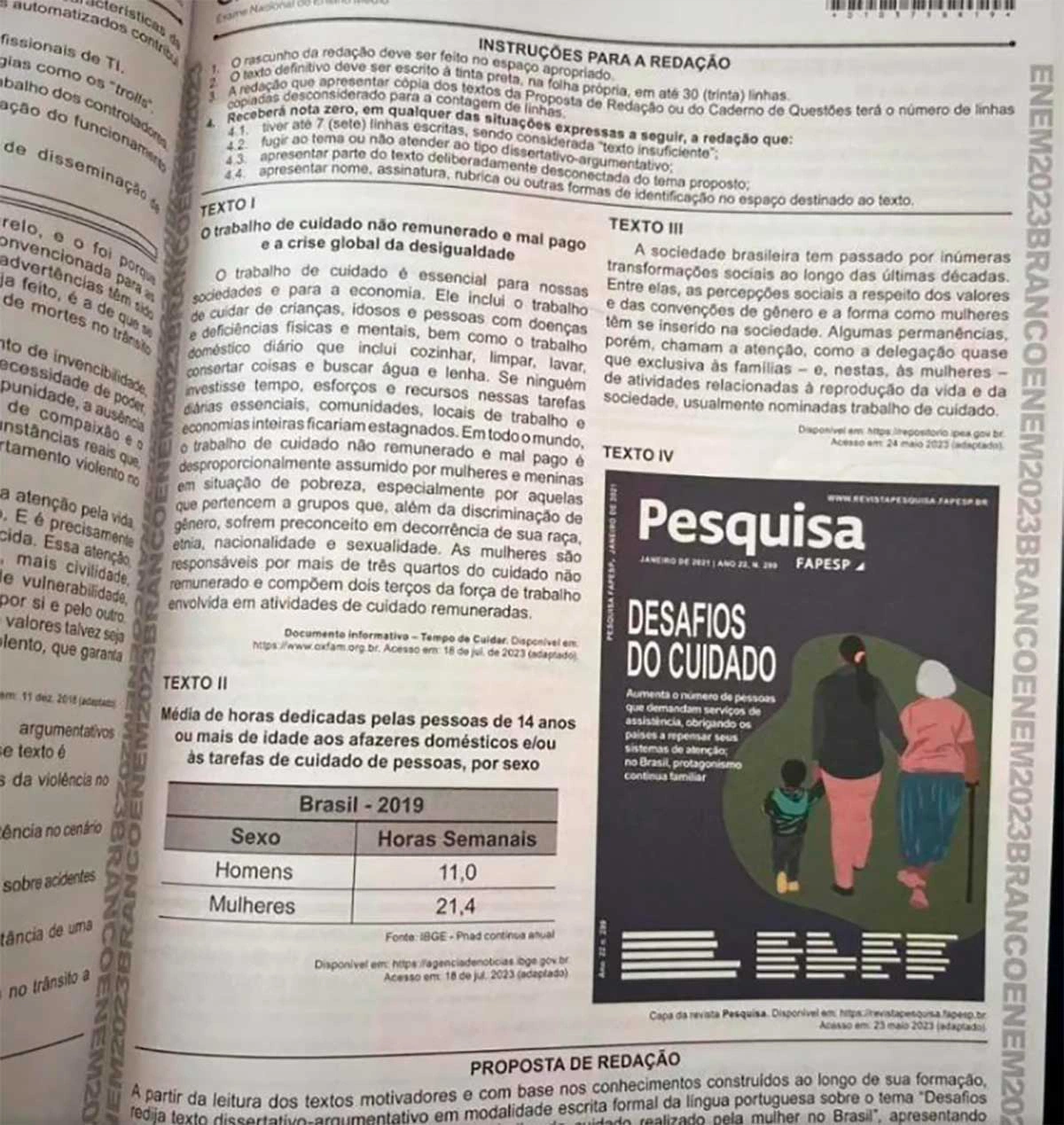 Uma imagem que mostra o tema da redação começou a circular assim que a prova começou