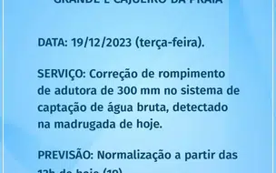 Agespisa informa suspensão no abastecimento em cidades do litoral do Piauí