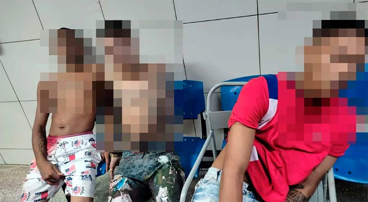 Os três assaltantes foram detidos sendo que um deles foi ferido na barriga e levado ao HUT