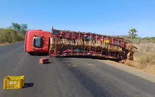 Caminhão tomba na BR 222 próximo a Piripiri