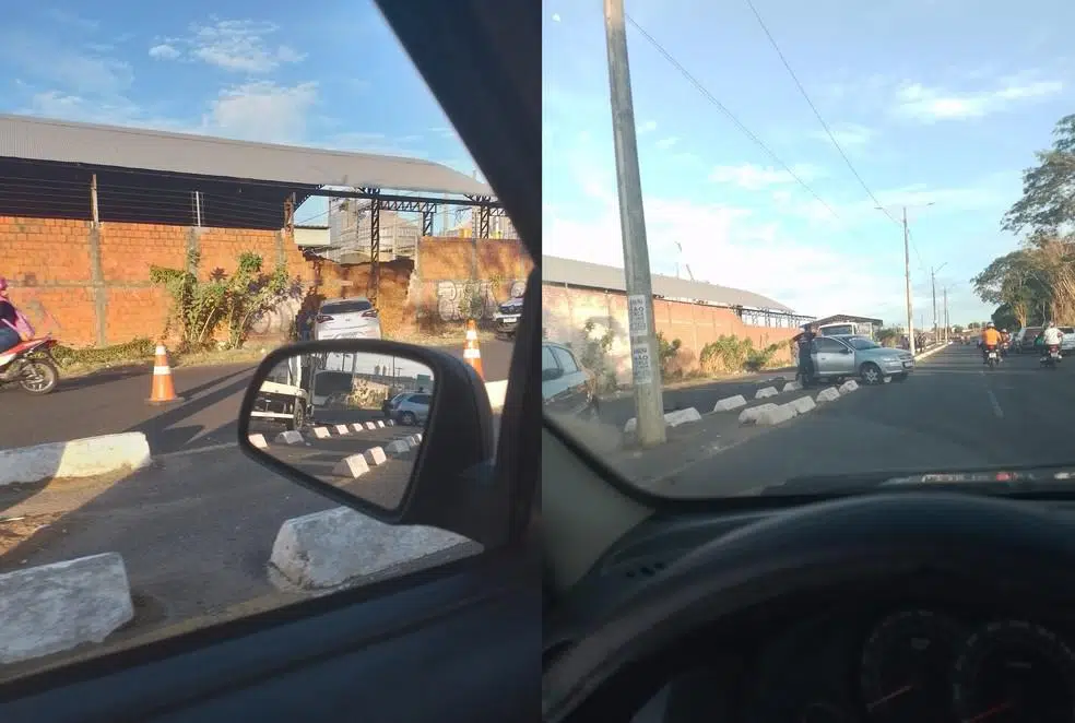 Motorista causa colisão ao reduzir velocidade para ver acidente em que carro derrubou muro, em Teresina