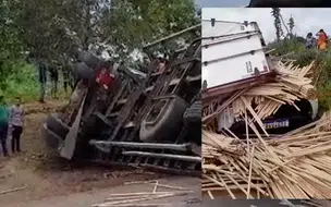 Carreta tomba entre a cidade de Açailândia e o povoado do trinta