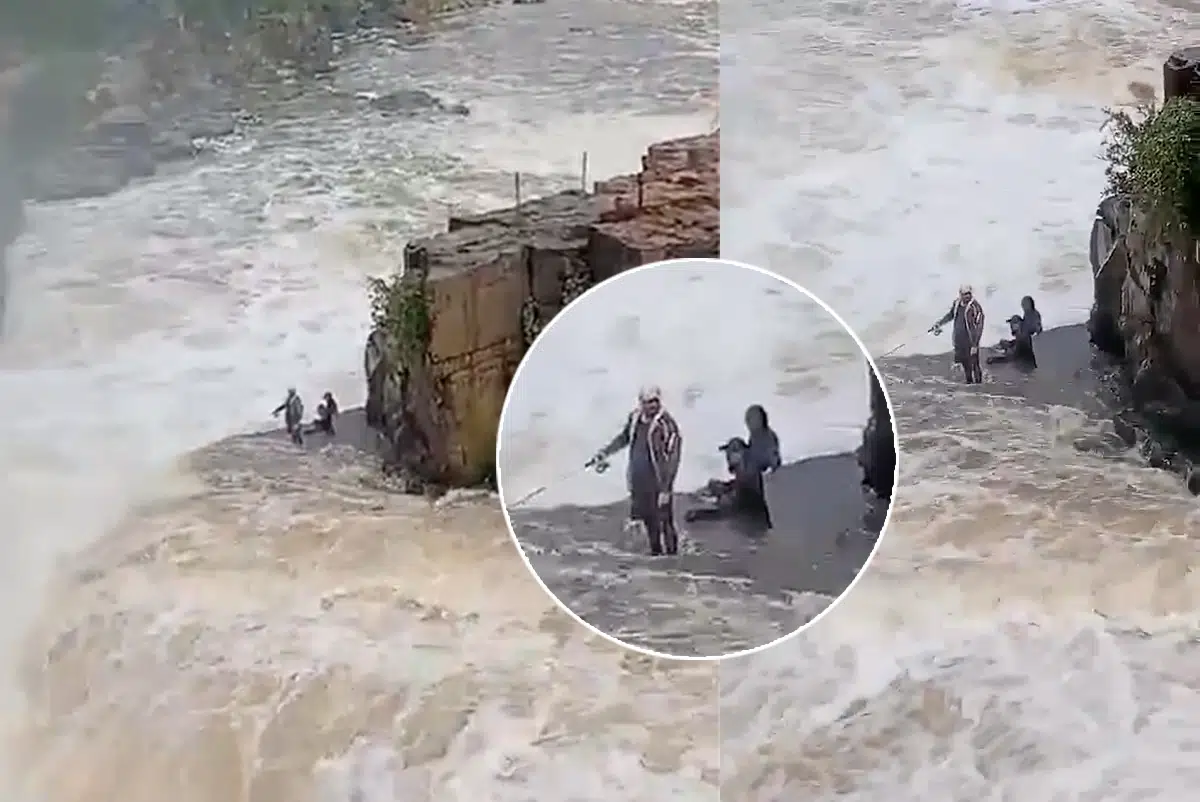 Vídeo que captura a ousadia de três pescadores enfrentando as turbulentas águas da Cachoeira do Urubu