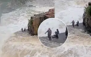 Vídeo: Homens se arriscam em pescaria sobre pedras na Cachoeira do Urubu