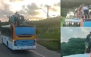 Jovens são flagrados arriscando a vida em cima de ônibus em movimento em Recife