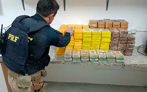 PRF apreende grande quantidade de droga escondida em caminhão frigorífico em THE