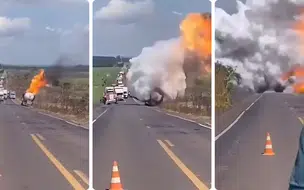 Video: Caminhão-tanque carregado com gás de cozinha explode na rodovia BR-010