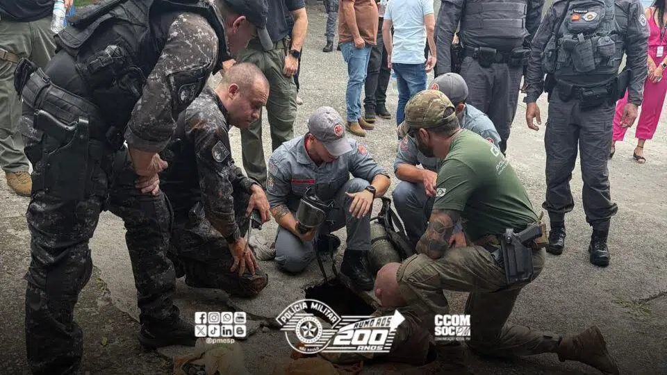 Até o momento, a PM não localizou os envolvidos na construção do túnel• Divulgação/ Polícia Militar