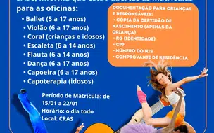 Prefeitura de Uruçuí abre inscrições para oficinas do CRAS