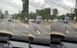 Caminhoneiro atinge carro durante ultrapassagem na Estrada do Mato Alto, no Rio