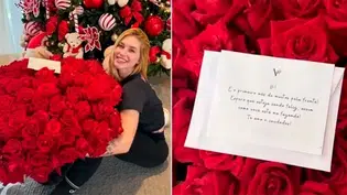 Vini Jr. surpreende Virgínia com buquê de rosas gigante após um mês de namoro