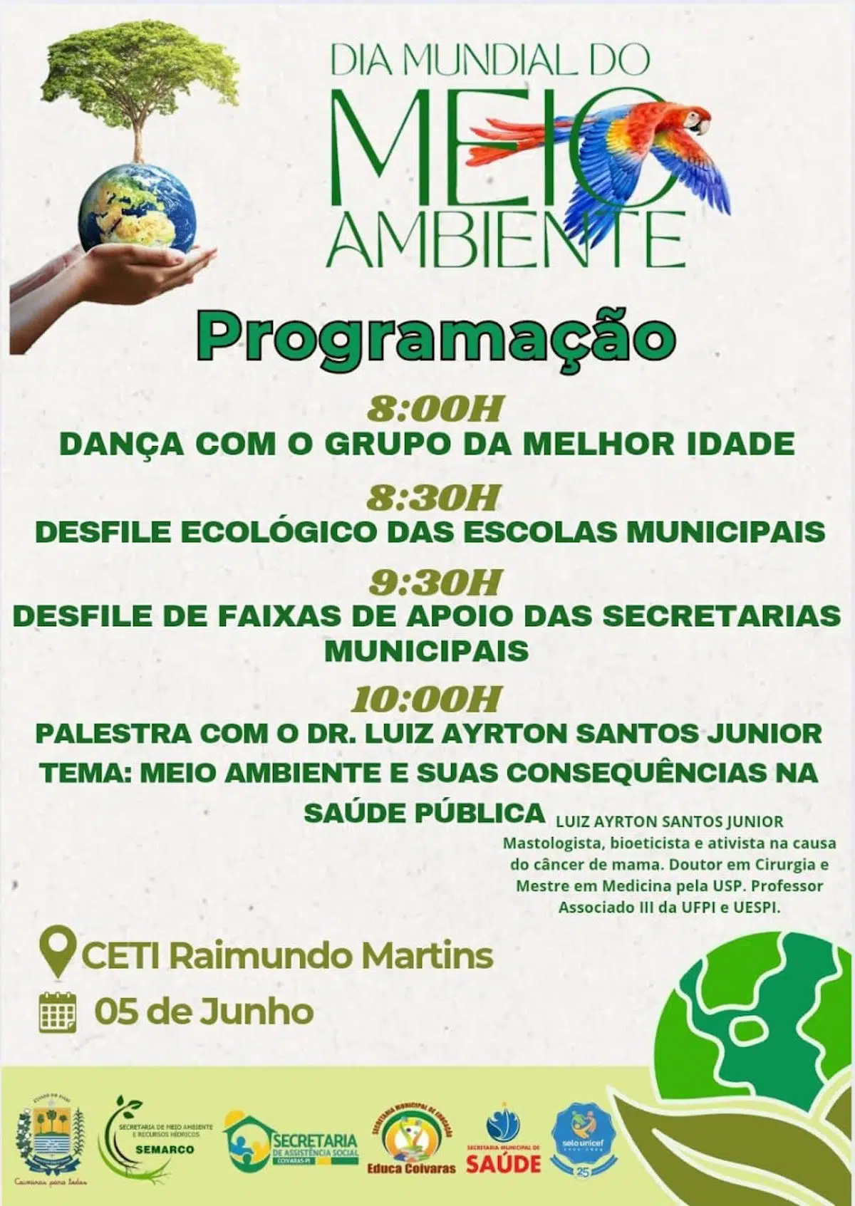 Município realiza programação especial para o Dia Mundial do Meio Ambiente no CETI Raimundo Martins
