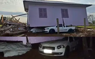 Fortes ventos causam estragos em Barra Bonita, SC