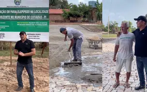 Prefeitura de Coivaras vistoria início de obra de calçamento na zona rural