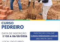 Fundação Wall Ferraz abre vagas para curso gratuito de Pedreiro em Teresina
