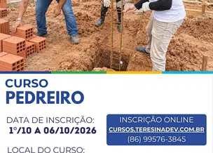 Fundação Wall Ferraz abre vagas para curso gratuito de Pedreiro em Teresina