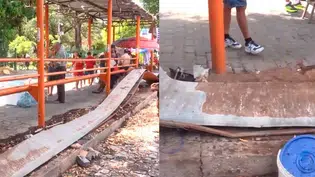 Idoso fica ferido após estrutura de parada de ônibus desabar no centro de Teresina