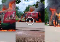 Ambulância pega fogo na BR-222 em Vargem Grande (MA)