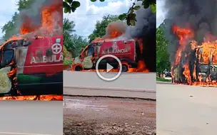 Ambulância pega fogo na BR-222 em Vargem Grande (MA)