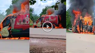 Ambulância pega fogo na BR-222 em Vargem Grande (MA)