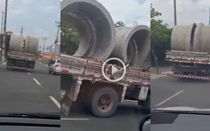 Vídeo mostra caminhão com manilhas amarradas e causa medo em Teresina