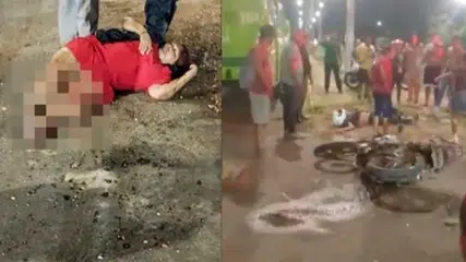 Mulher tem pernas esmagadas após colisão entre moto e ônibus em Teresina