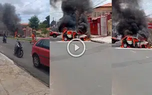 Carro pega fogo em rua do bairro Lourival Parente e assusta moradores