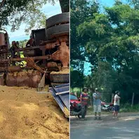 Populares tentam saquear carga de soja após caminhão tombar na BR-135