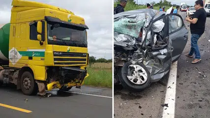 Colisão entre caminhão e carro deixa quatro mortos na BR-343 no Piauí