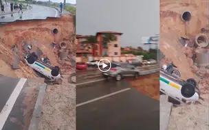 Rodovia CE-025 cede após fortes chuvas e deixa morto no Ceará