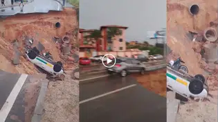 Rodovia CE-025 cede após fortes chuvas e deixa morto no Ceará