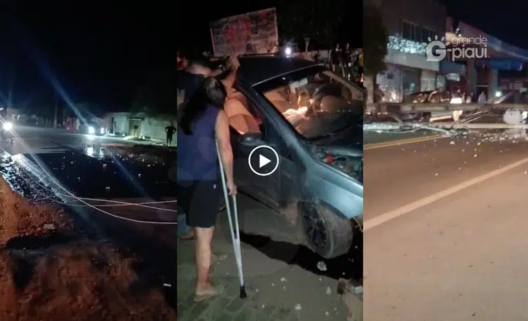 Carro atinge poste com transformador e deixa trecho interditado em Altos