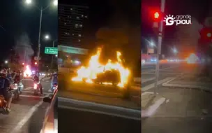 Carro pega fogo na Avenida João XXIII e causa congestionamento em Teresina