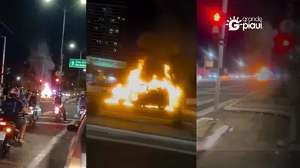Carro pega fogo na Avenida João XXIII e causa congestionamento em Teresina