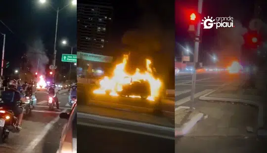 Carro pega fogo na Avenida João XXIII e causa congestionamento em Teresina