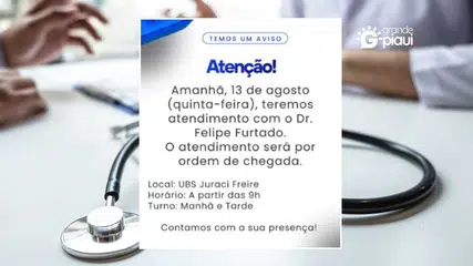 Secretaria de Saúde de Coivaras anuncia atendimento médico nesta quinta-feira