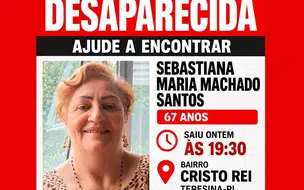 Família busca ajuda para encontrar idosa desaparecida na zona sul de Teresina
