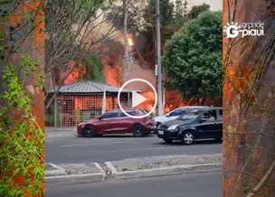 Incêndio em vegetação seca atinge área próxima a quiosques em Teresina